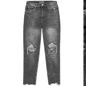 🆕Distressed Blk Highrise Cropped Jeans Sz 16 NWT